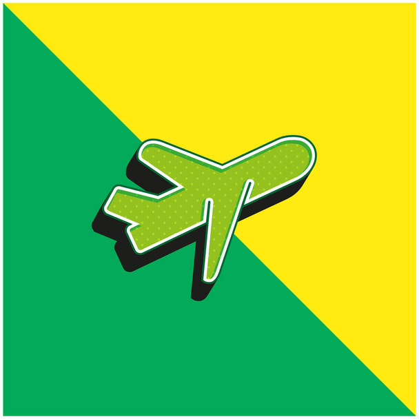 Airplane Green and yellow modern 3d vector icon logo - Vector, Image
