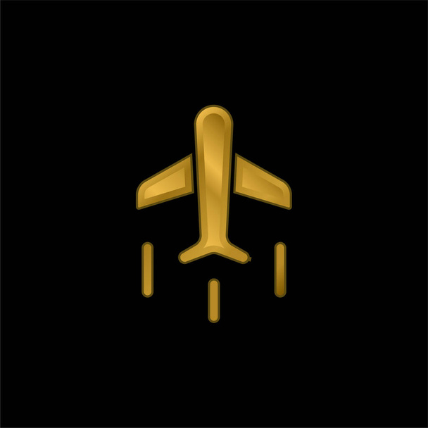 Złoty wektor metalicznej ikony lub logo samolotu - Wektor, obraz