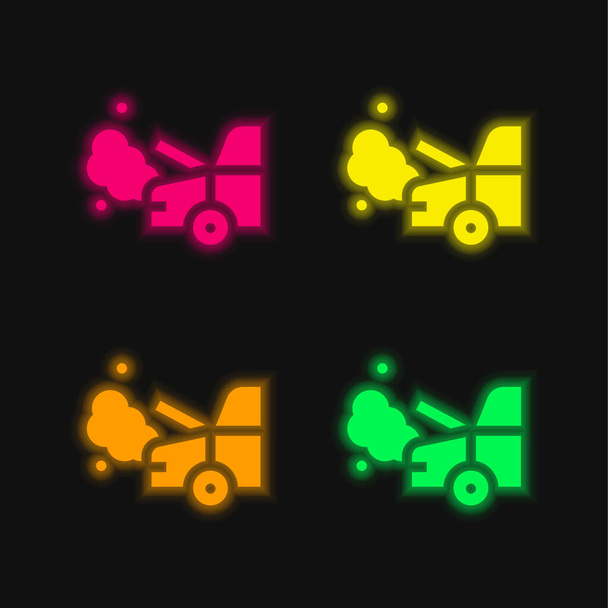 Bono de cuatro colores brillante icono del vector de neón - Vector, Imagen