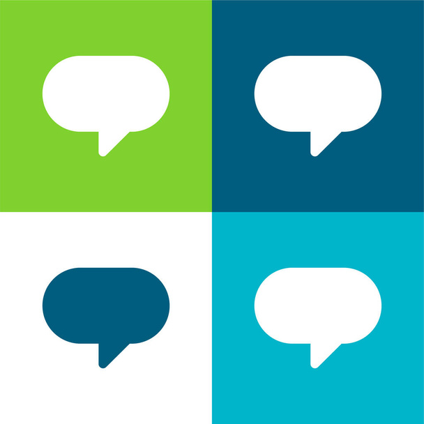 Bolha de fala em branco Conjunto de ícones mínimos de quatro cores plano - Vetor, Imagem