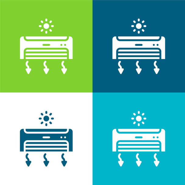 Air Conditioner Flat vier kleuren minimale pictogram set - Vector, afbeelding