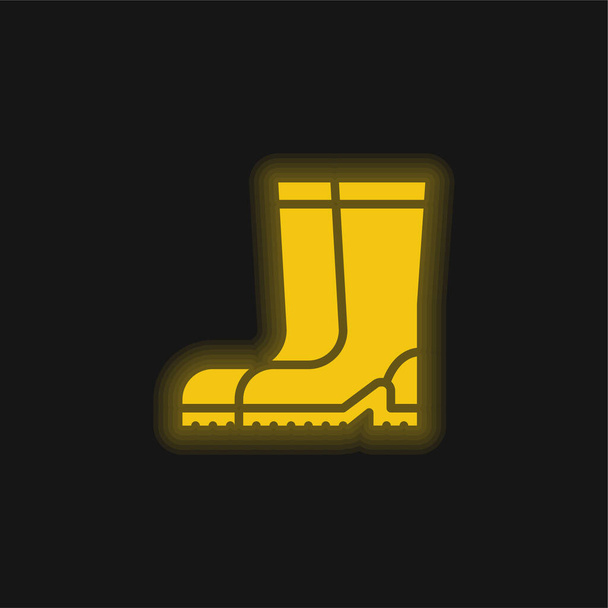 Boot żółty świecący neon ikona - Wektor, obraz