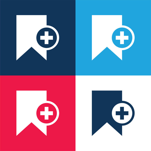 Záložka Servis Přidat tlačítko modrá a červená čtyři barvy minimální ikona nastavena - Vektor, obrázek