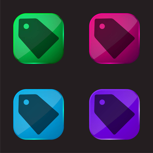Μαύρο Ετικέτα για εκπτώσεις τέσσερις χρώμα γυαλί εικονίδιο κουμπί - Διάνυσμα, εικόνα