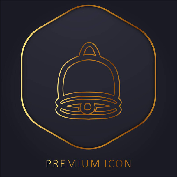 Símbolo de interfaz dibujado a mano Bell línea dorada logotipo premium o icono - Vector, Imagen