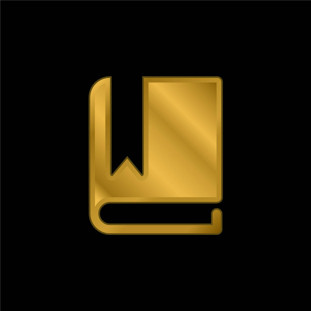 Libro con blanco Bookmark chapado en oro icono metálico o logo vector - Vector, Imagen