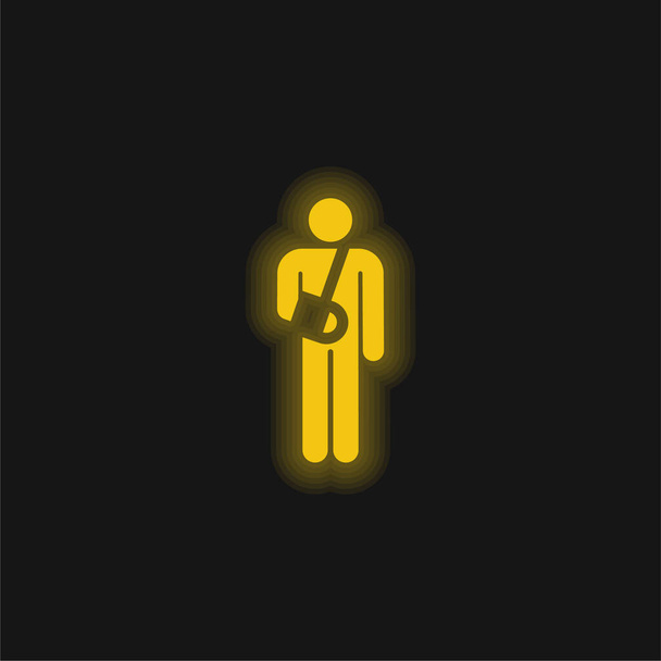 Accident yellow glowing neon icon - Vector, Image