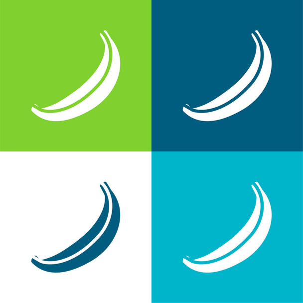 Banán Flat čtyři barvy minimální ikona nastavena - Vektor, obrázek