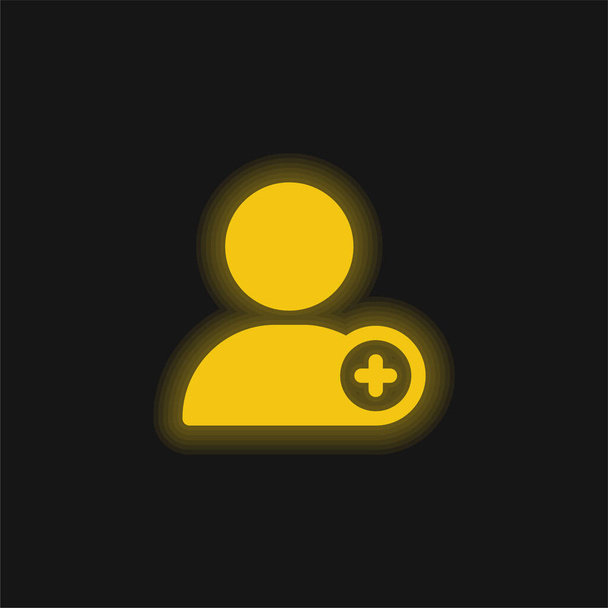 Ajouter Utilisateur jaune brillant icône néon - Vecteur, image