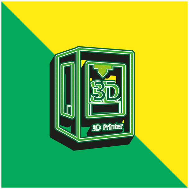 3d Símbolo de la impresora verde y amarillo moderno logotipo del icono del vector 3d - Vector, Imagen