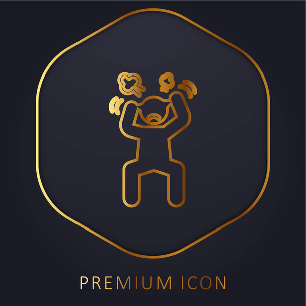 Angry Man golden line premium logo or icon - Vector, Image