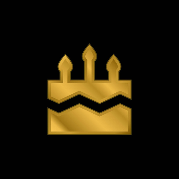 Torta de cumpleaños chapado en oro icono metálico o logo vector - Vector, Imagen