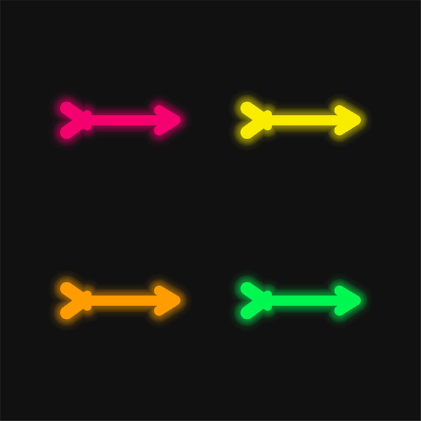Šipka čtyři barvy zářící neonový vektor ikona - Vektor, obrázek