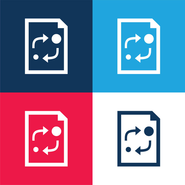 Análisis Interfaz de documento Símbolo azul y rojo conjunto de iconos mínimo de cuatro colores - Vector, Imagen