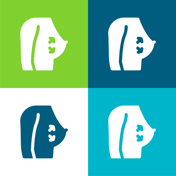 Set di icone minime a quattro colori Breast Flat - Vettoriali, immagini