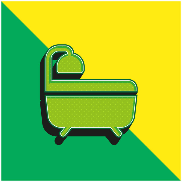 Μπάνιο Πράσινο και κίτρινο σύγχρονο 3d διάνυσμα εικονίδιο λογότυπο - Διάνυσμα, εικόνα