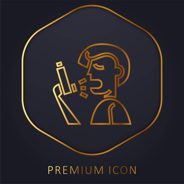 Asthme ligne d'or logo premium ou icône - Vecteur, image