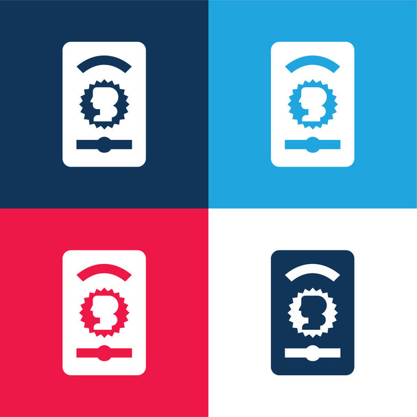 Ace Of Gold blue and red 4 color minimal icon set - Вектор, зображення