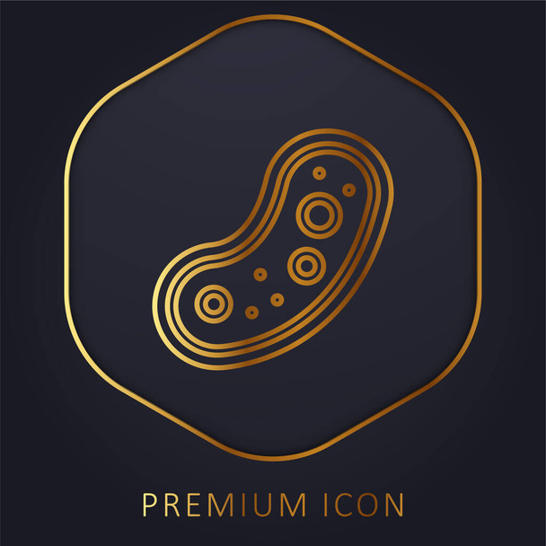 Bacterias línea dorada logotipo premium o icono - Vector, imagen