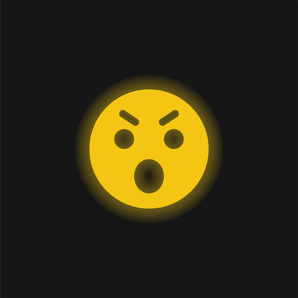 Boos geel gloeiend neon icoon - Vector, afbeelding