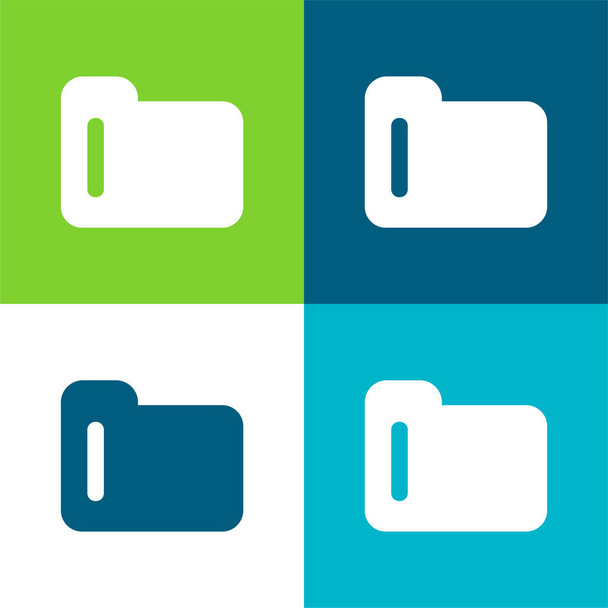 Símbolo de pasta preta Conjunto de ícones mínimos de quatro cores plano - Vetor, Imagem