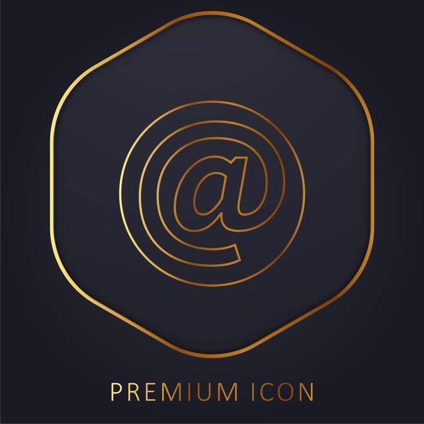 At Symbol Inside A Circle golden line premium logo or icon - Vector, Image