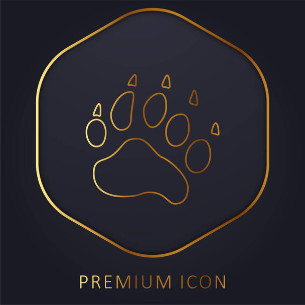 Bear Pawprint gouden lijn premium logo of pictogram - Vector, afbeelding