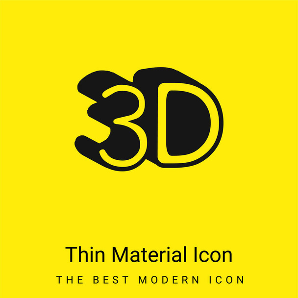 3D symbol minimální jasně žlutá ikona materiálu - Vektor, obrázek