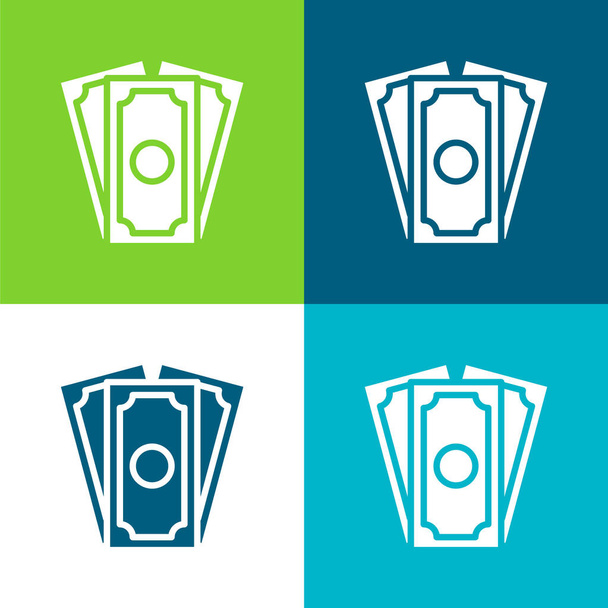 Bill Set d'icônes minimal plat quatre couleurs - Vecteur, image