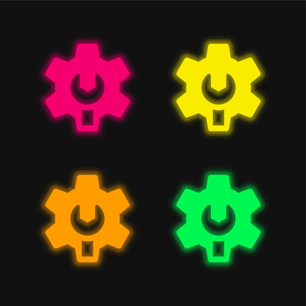 Admin quatre couleurs rougeoyantes icône vectorielle néon - Vecteur, image