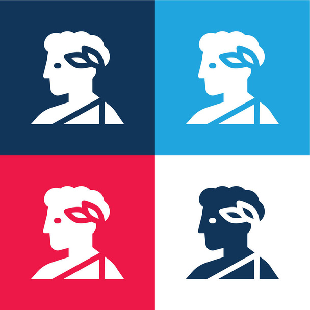 Apollo blu e rosso quattro colori minimo set di icone - Vettoriali, immagini