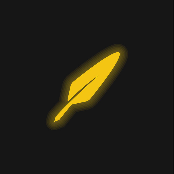 Bird Feather yellow glowing neon icon - Vector, Image