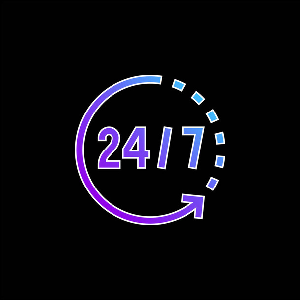 24 Horas azul gradiente icono de vector - Vector, Imagen