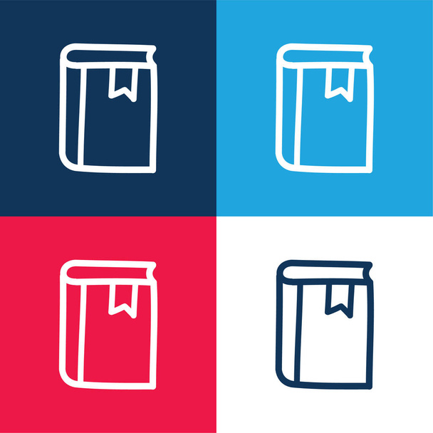 Agenda ručně kreslený nástroj obrys modrá a červená čtyři barvy minimální ikona nastavena - Vektor, obrázek