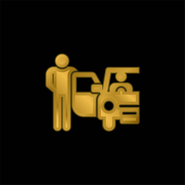 Bellboy banhado a ouro ícone metálico ou vetor logotipo - Vetor, Imagem