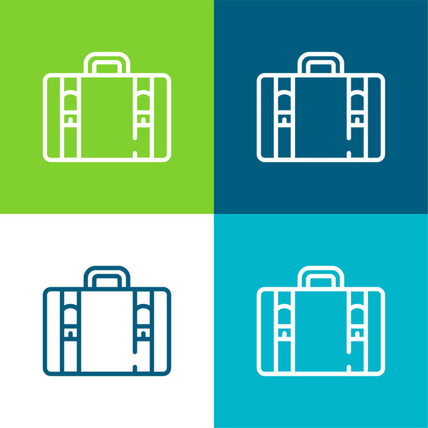 Baggage Flat four color minimal icon set - Vector, Image