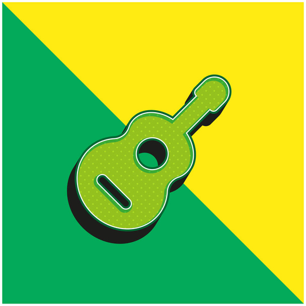Guitare acoustique Logo vectoriel 3D moderne vert et jaune - Vecteur, image