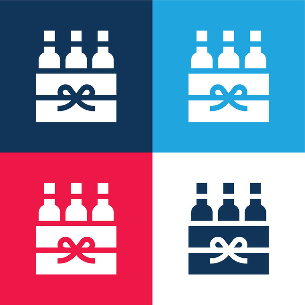Set di icone minimali a quattro colori blu e rosso Beer Box - Vettoriali, immagini
