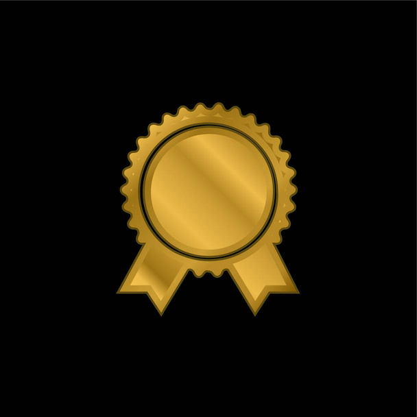 Insignia de premio de forma circular con cola de cinta chapado en oro icono metálico o logo vector - Vector, imagen