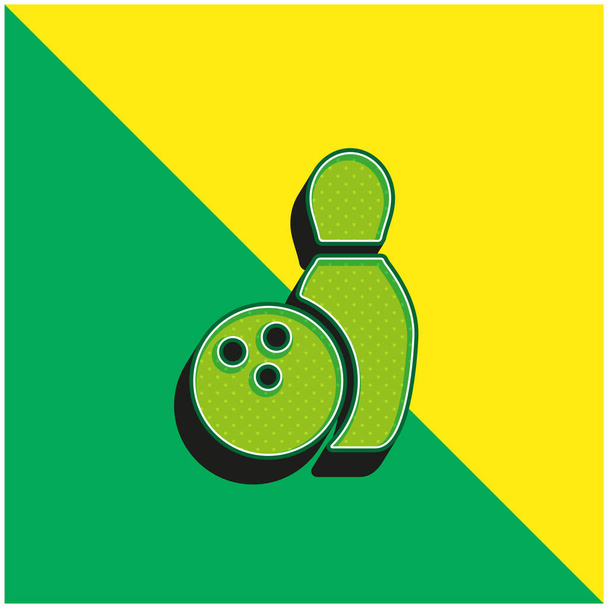 ボウリンググリーンと黄色の現代的な3Dベクトルアイコンのロゴ - ベクター画像