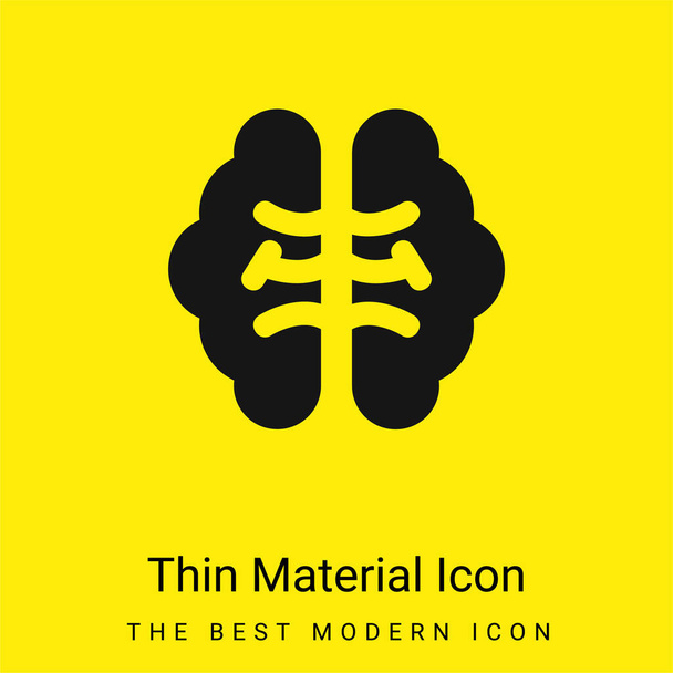 Cerebro mínimo icono de material amarillo brillante - Vector, Imagen