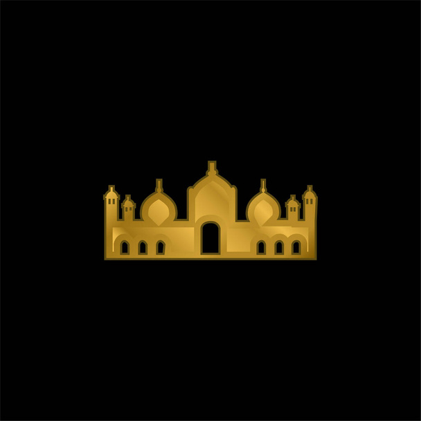 Badshahi Camii altın kaplama metalik simge veya logo vektörü - Vektör, Görsel