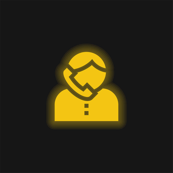 Boy yellow glowing neon icon - Vector, Image