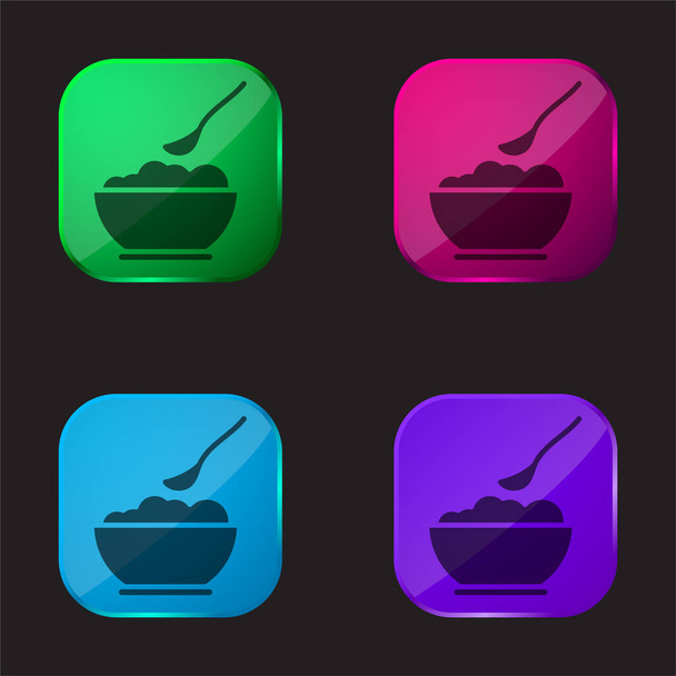 Baby Food ícone de botão de vidro de quatro cores - Vetor, Imagem