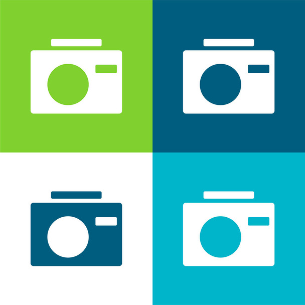 Černá kamera Flat čtyři barvy minimální ikona nastavena - Vektor, obrázek