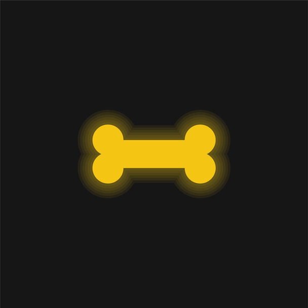 Bone yellow glowing neon icon - Vector, Image