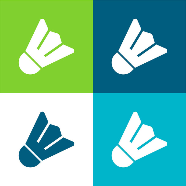 Set di icone minimali a quattro colori Badminton Flat - Vettoriali, immagini
