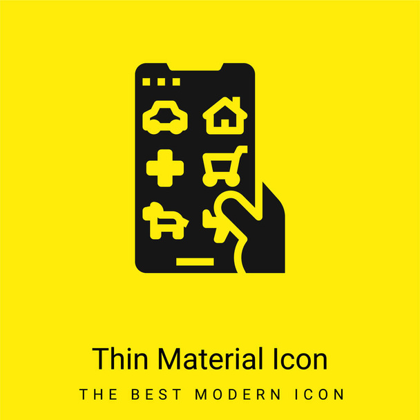 Applications minimal bright yellow material icon - Vector, Image