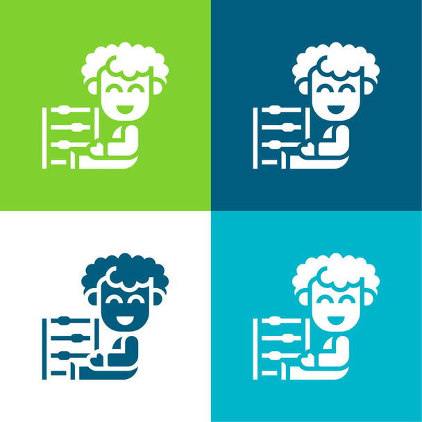 Abacus Flat conjunto de iconos mínimos de cuatro colores - Vector, Imagen