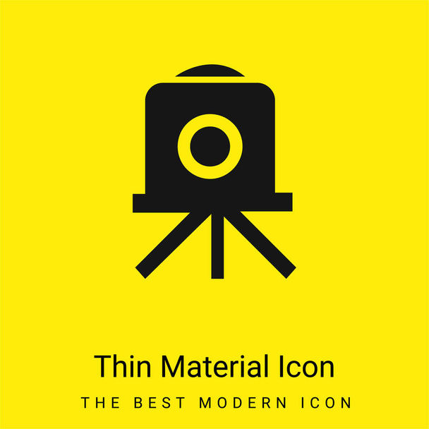 Cámara fotográfica antigua icono de material amarillo brillante mínimo - Vector, Imagen